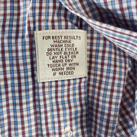 Peter Millar Shirt Mens Large Blue Plaid Cotton Long Sleeve Collar Button Down - Picture 7 of 7